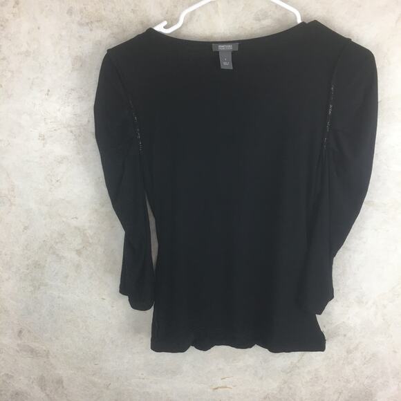 Kenneth Cole Black Faux-Wrap Top with Ruched Sleeves and Front Women's Size S - Picture 7 of 16